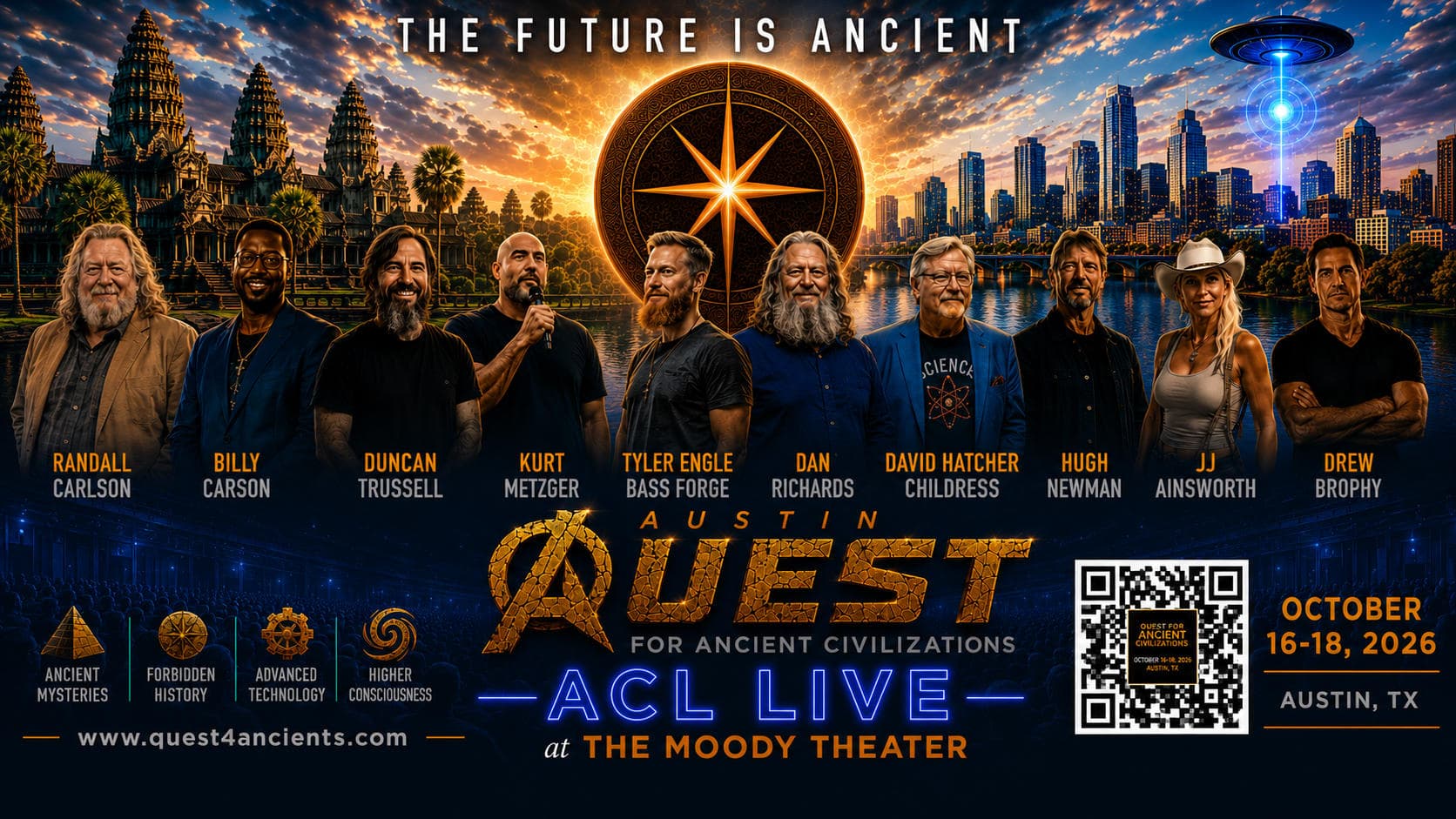 Austin Quest for Ancient Civilizations — full event poster with speaker lineup